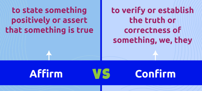 Illustration of Affirm vs Confirm