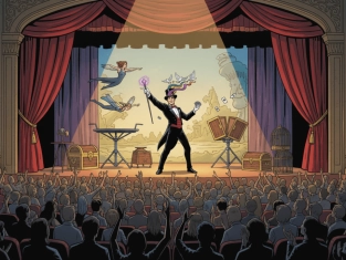 Illustration of Critical Radio Interview with Illusionist