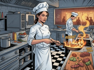 Illustration of A Chef Talking about Food
