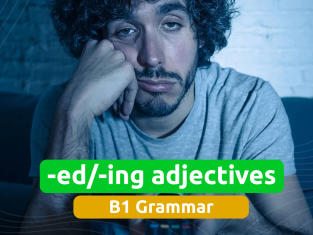 Illustration of -ed/-ing adjectives – Adjectives from verbs