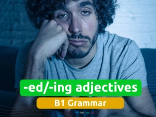 Illustration of -ed/-ing adjectives – Adjectives from verbs