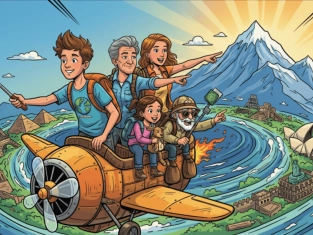 Illustration of Travelling around the world